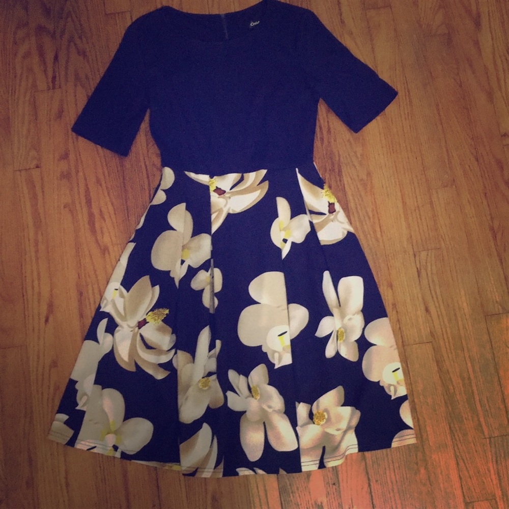 Blue dress with floral pattern
